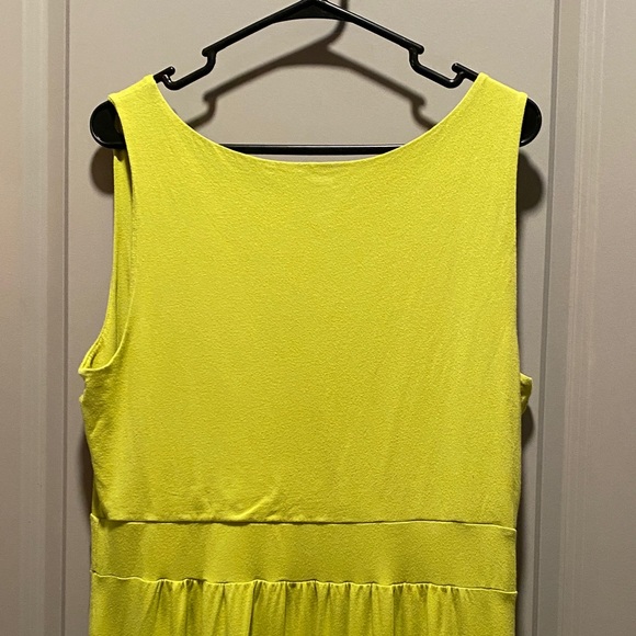 Lands’ End Chartreuse Wrap Maxi Dress Asymmetrical Hem Size L/T 14/16 - Picture 7 of 8